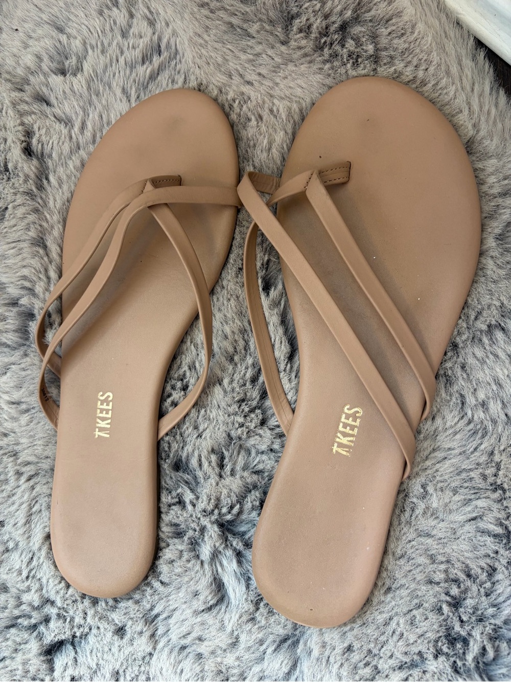 TKEES Nude Tan Minimalist Strappy Slide Sandals